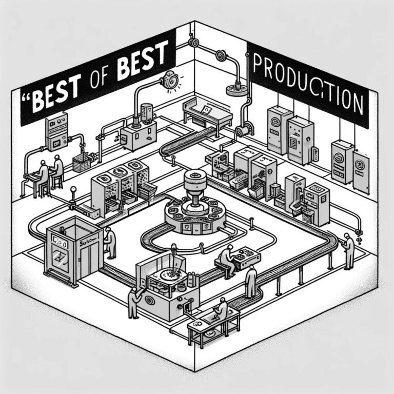DALL·E 2024-06-06 12.17.44 - A hand-drawn style illustration for an article on the 'Best of Best' (BOB) production system with no text